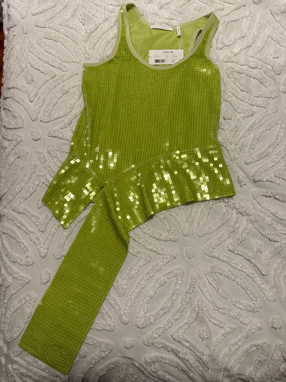 Helmut Lang Lime Green Sequin Kids Costume Tank